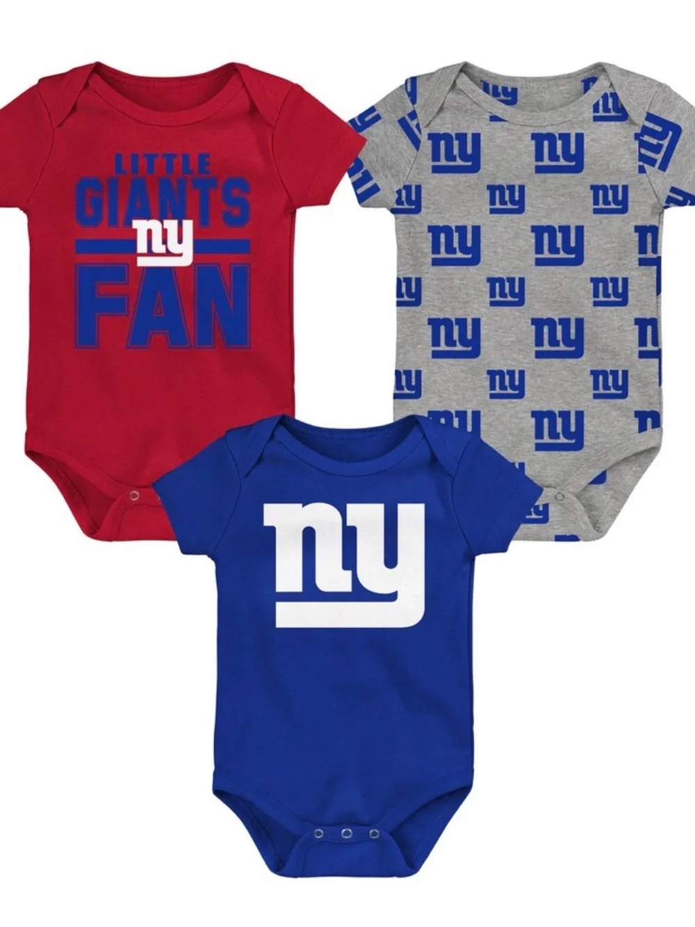 NFL Baby Bodysuit 3-Pack - Red, Royal Blue, Gray